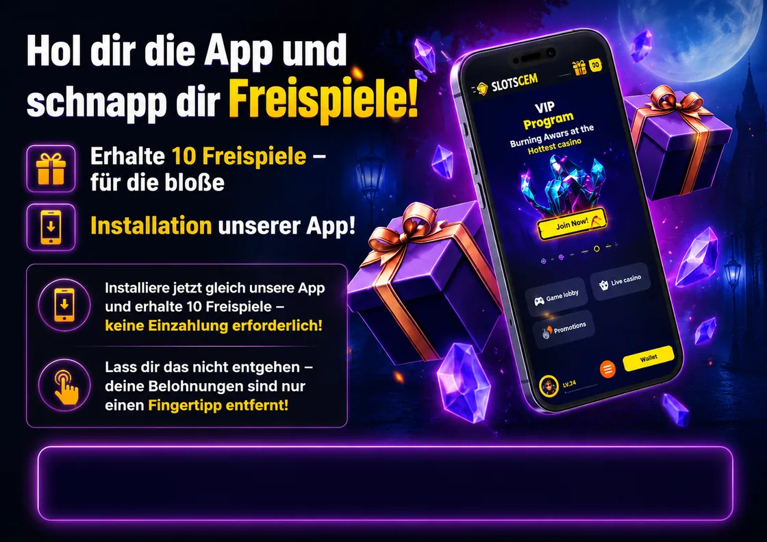 SlotsGem Mobile App mit 10 Freispielen für die Installation